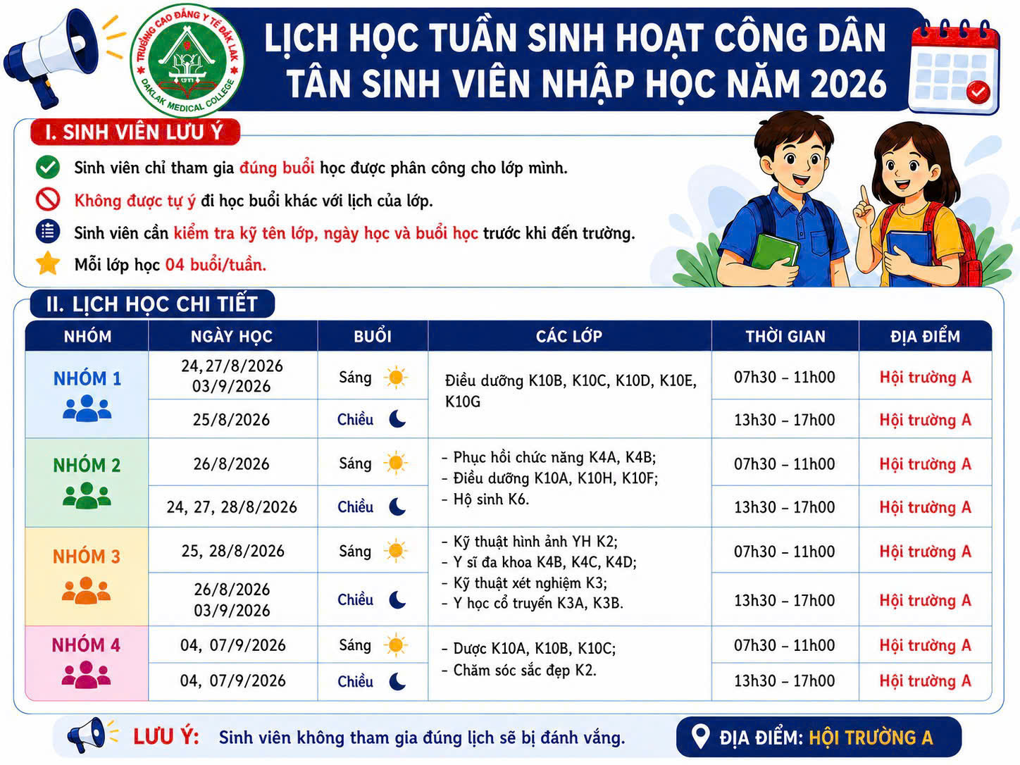 LỊCH SINH HOẠT TUẦN CÔNG DÂN NĂM HỌC 2026-2027